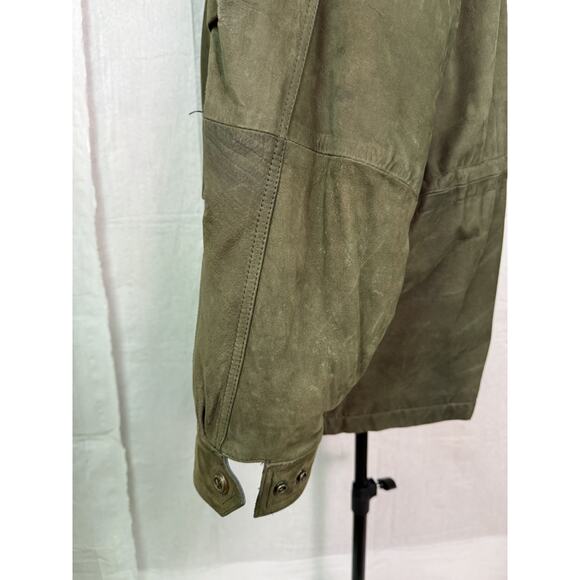 Marc New York Suede Leather Jacket Mens X-Large Long Zip Hood Up Coat Lining Vtg - Picture 6 of 16